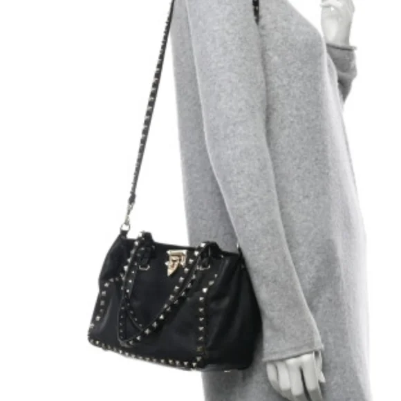 Valentino Garavani Beige Studded Shoulder Bag - Picture 2 of 8